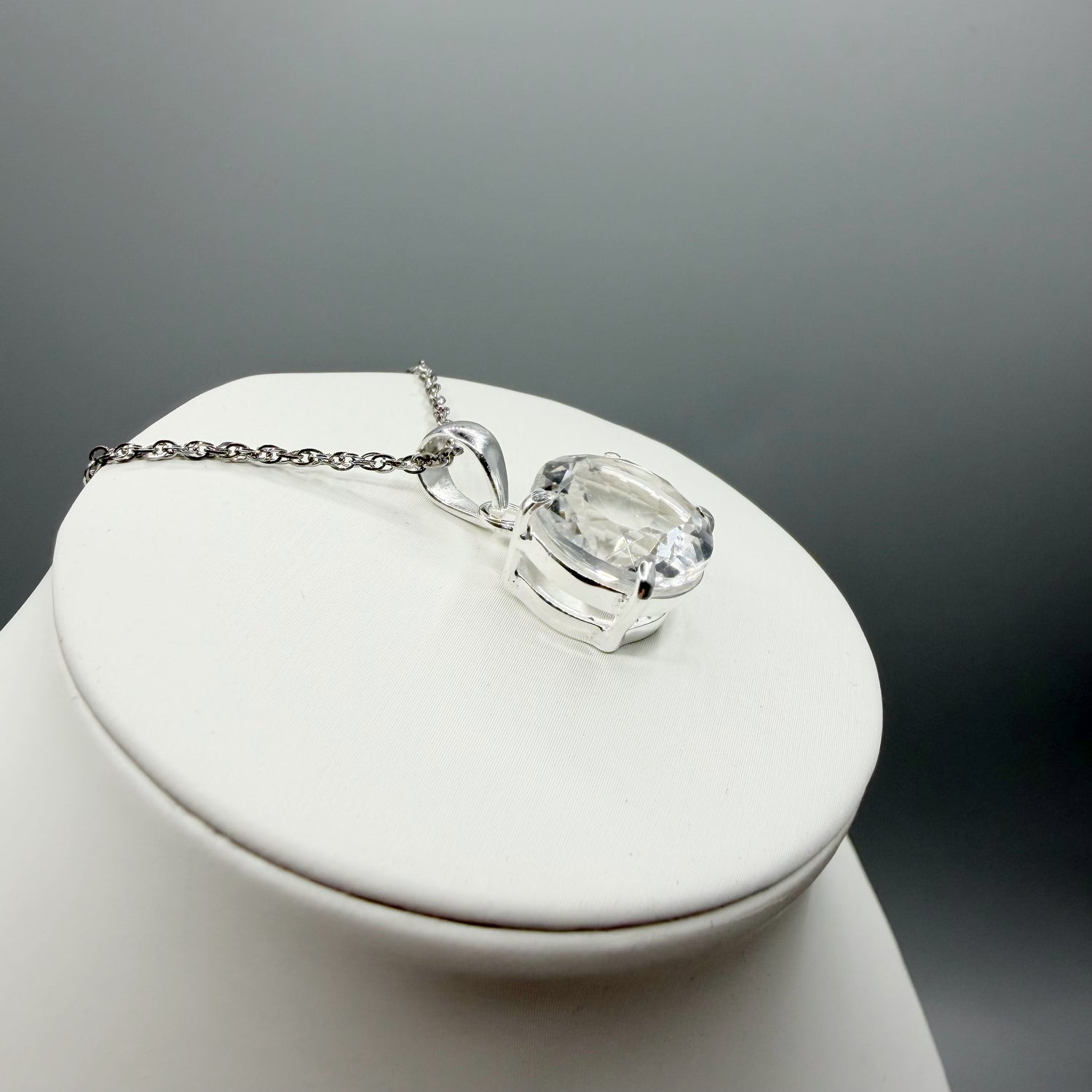 Ciondolo Cristallo di Rocca e Argento 925 - Tondo