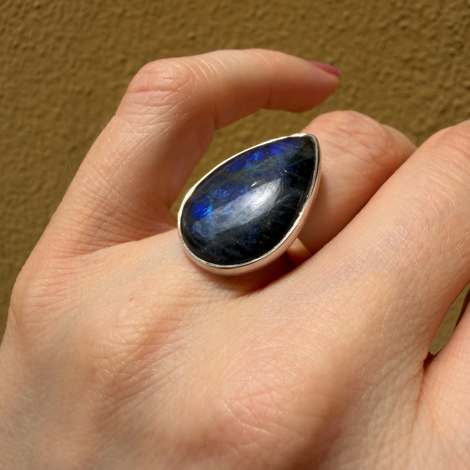 Anello Labradorite a Goccia - Argento 925