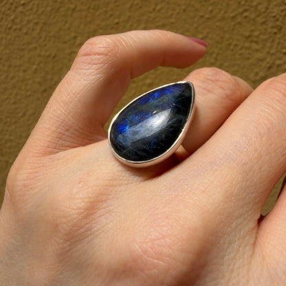 Anello Labradorite a Goccia - Argento 925