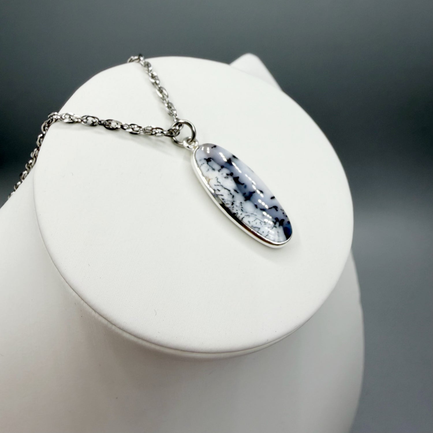 Ciondolo Opale Dendritico e Argento 925 - Ovale- DA PUBBLICARE
