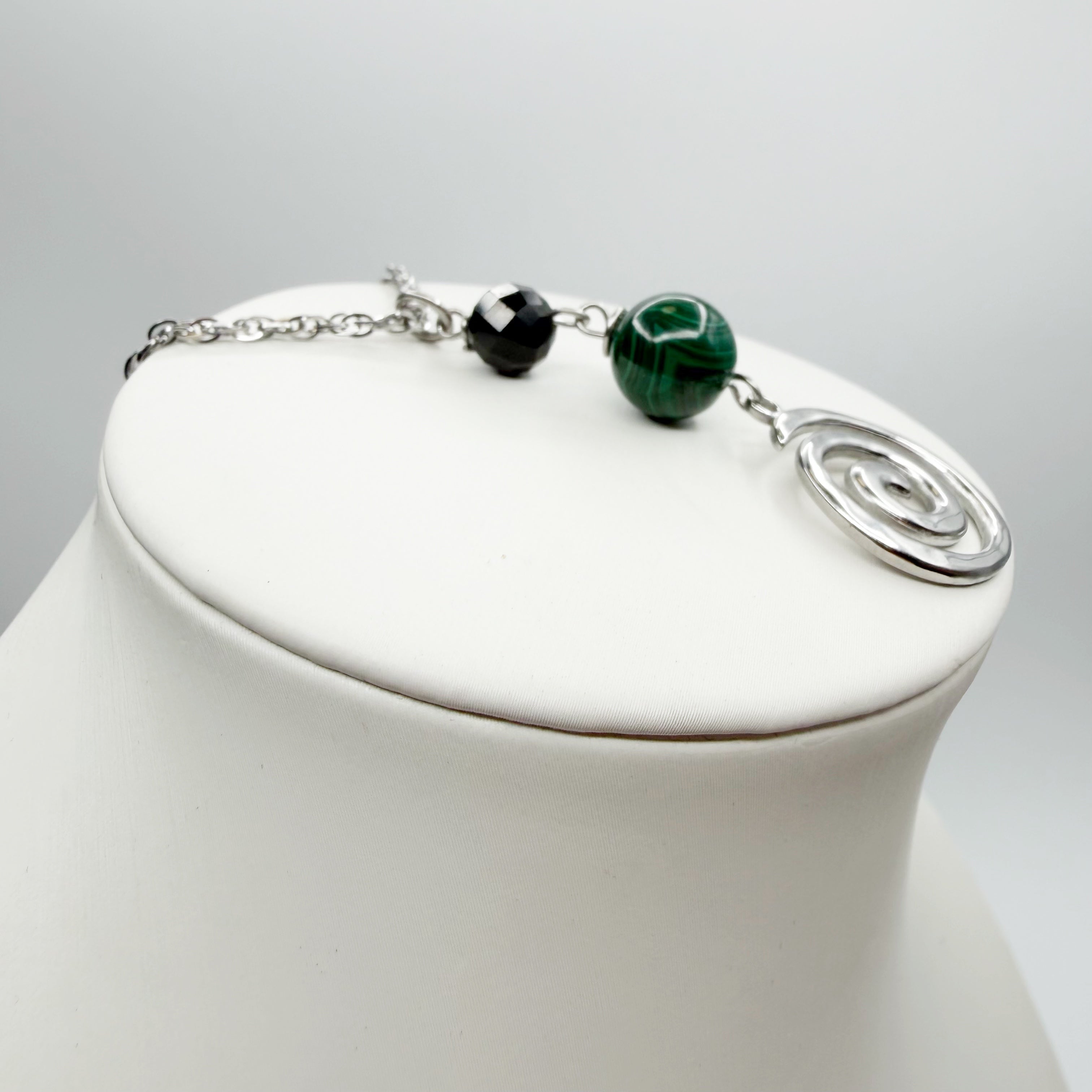 Collana Armonia e Protezione - Tormalina e Malachite - SILVER