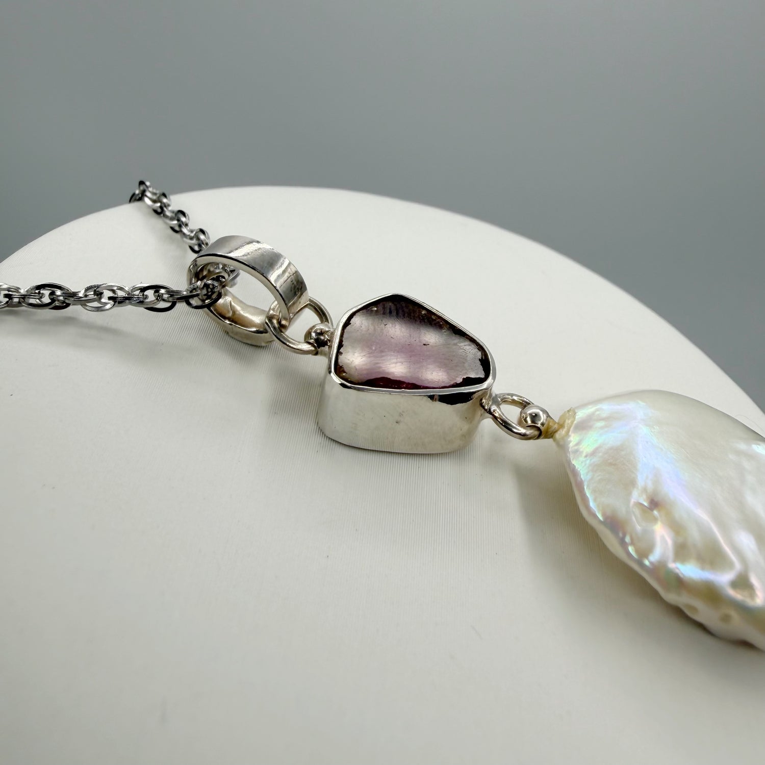Ciondolo Tormalina Watermelon e Madreperla - Argento 925