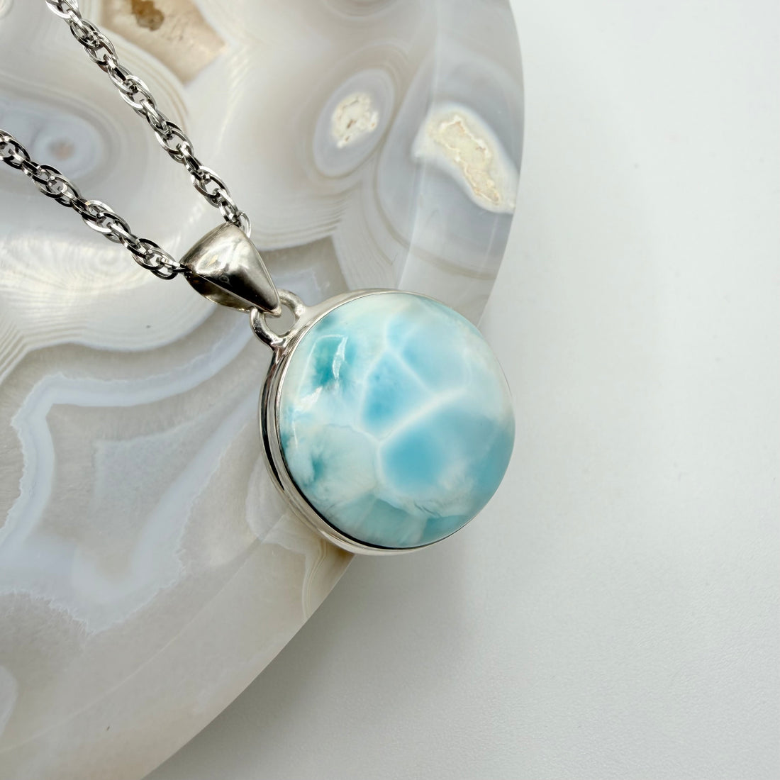 Ciondolo Larimar Argento 925 - Tondo