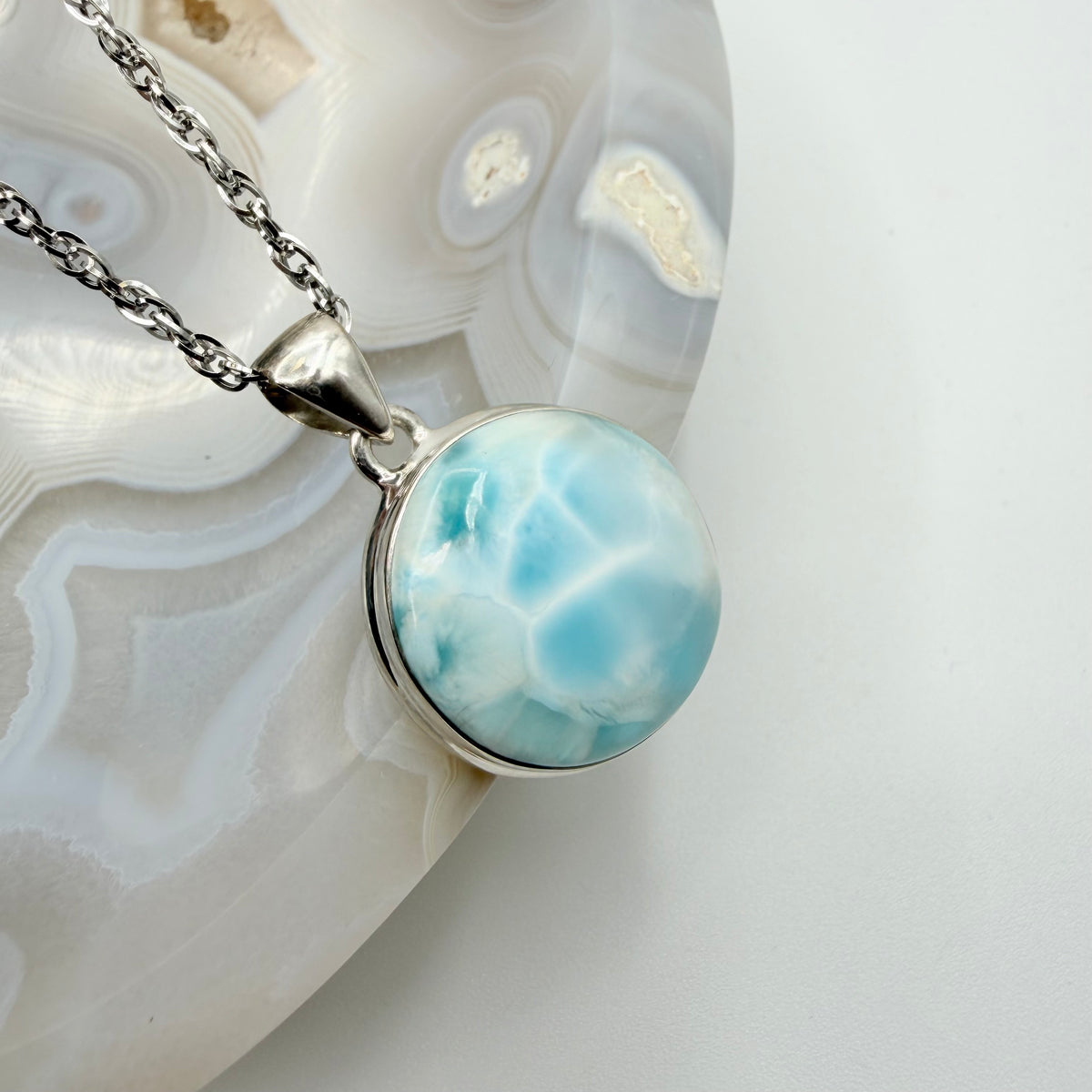 Ciondolo Larimar Argento 925 - Tondo