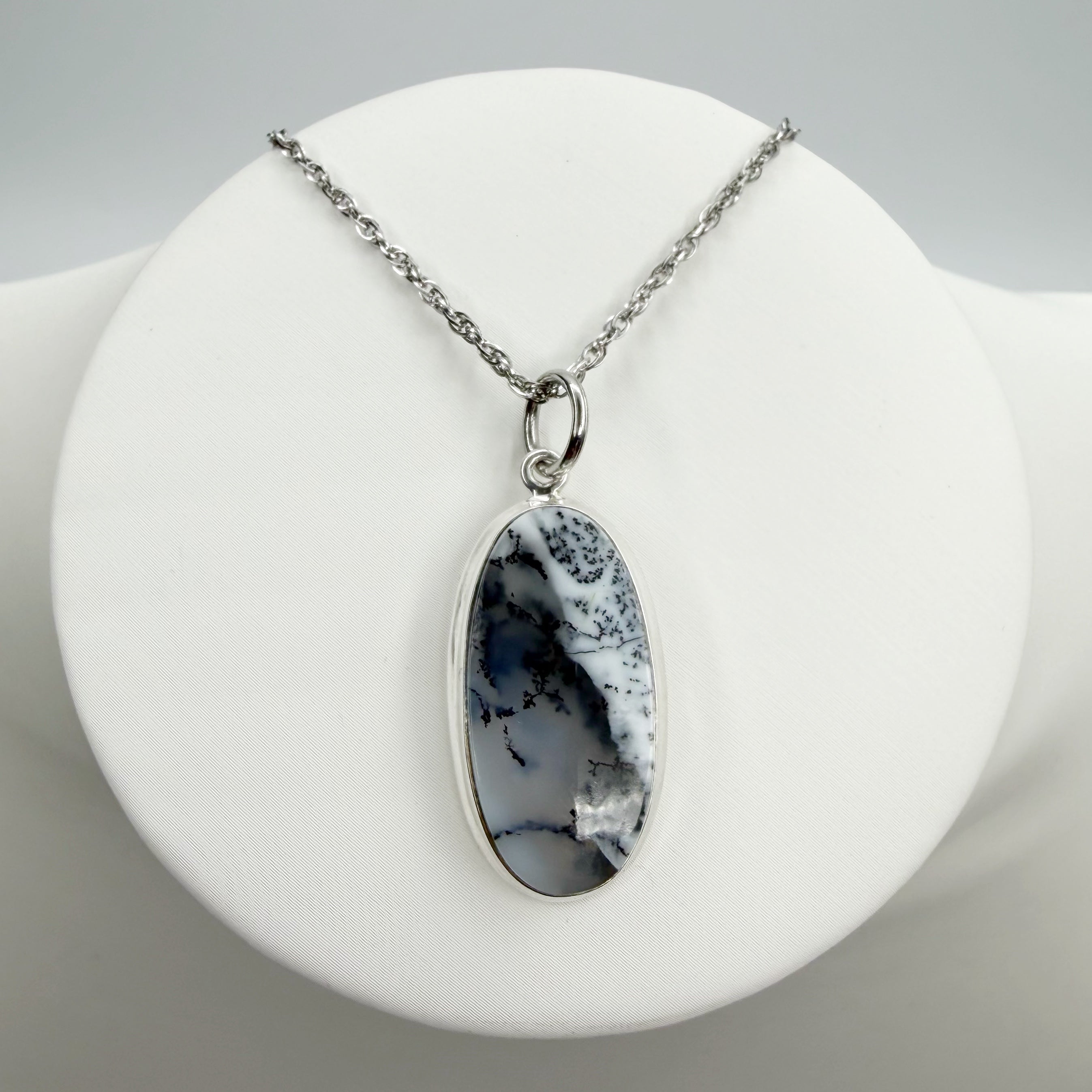 Ciondolo Opale Dendritico e Argento 925 - Ovale