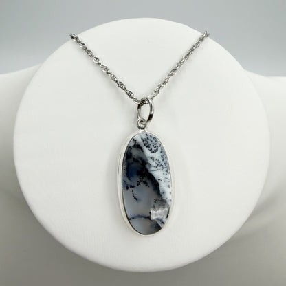 Ciondolo Opale Dendritico e Argento 925 - Ovale
