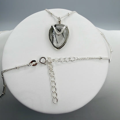 Collana Quarzo Tormalinato a Goccia - Argento 925