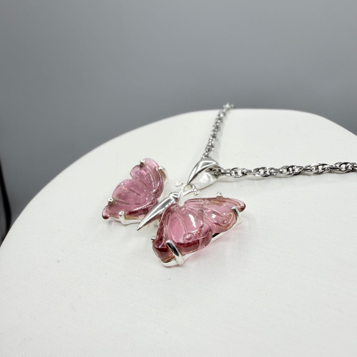 Ciondolo Farfalla Tormalina Rosa e Argento 925