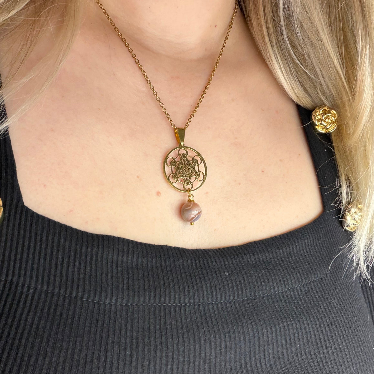 Collana Occhio di Shiva e Cubo di Metatron - GOLD