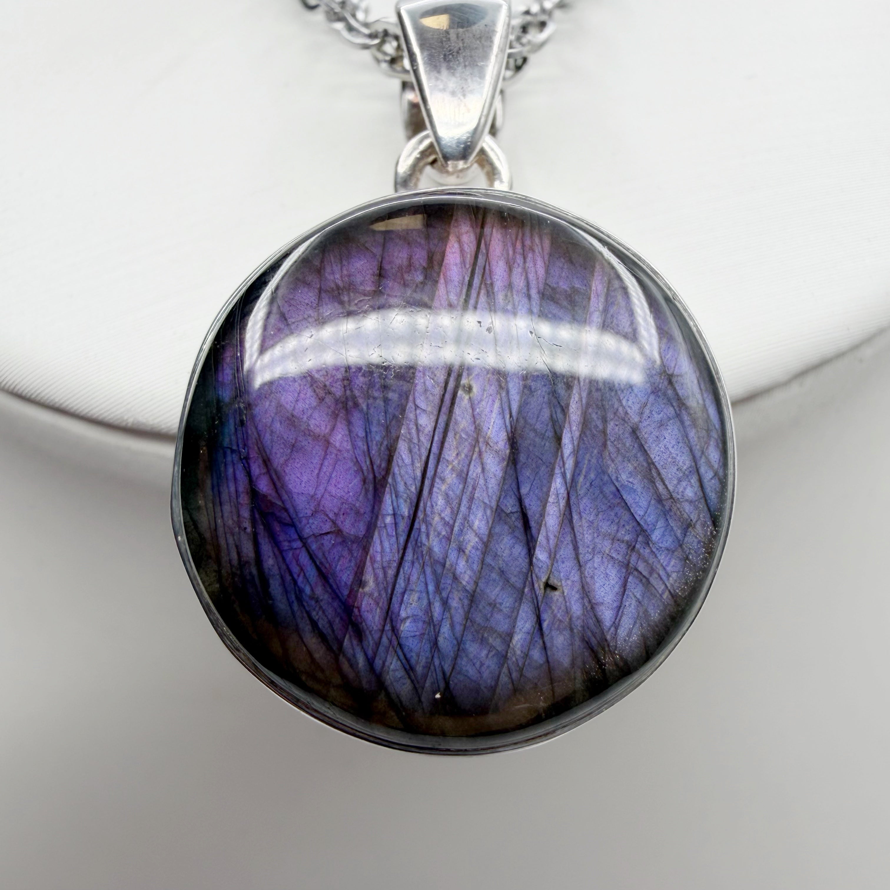 Ciondolo Labradorite Viola - Argento 925 Tondo