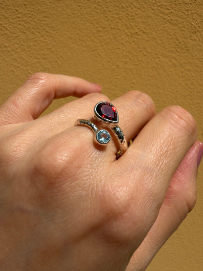 Anello Topazio e Granato - Argento 925