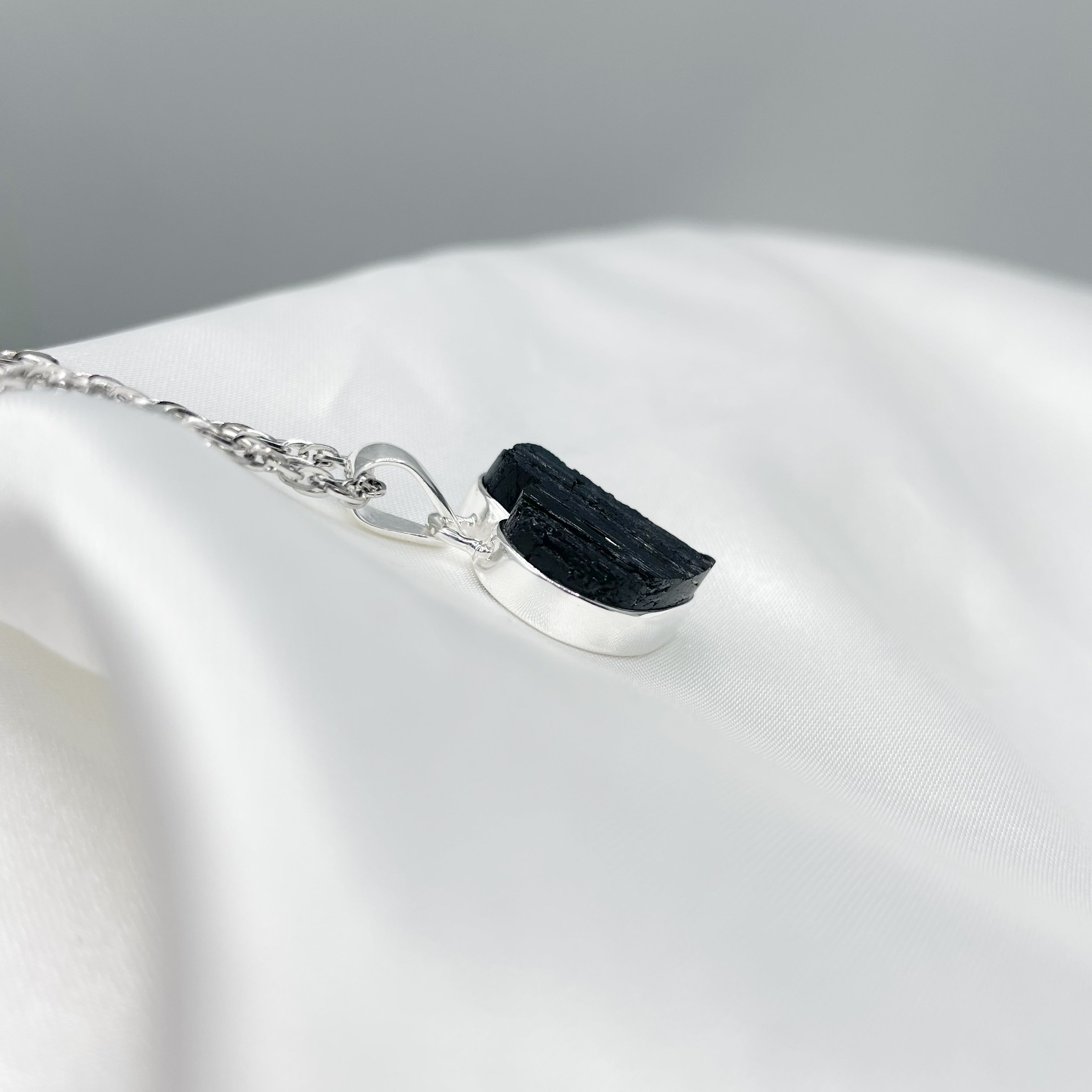 Ciondolo Tormalina Nera Grezza Cuore - Argento 925