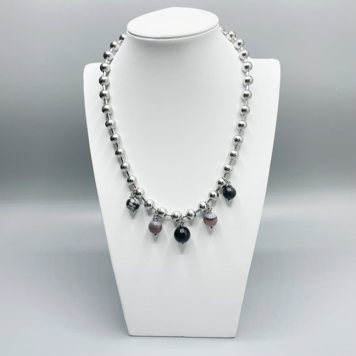 Girocollo Cerchio Protettivo Silver - Occhio di Shiva, Shungite, Ossidiana, Onice