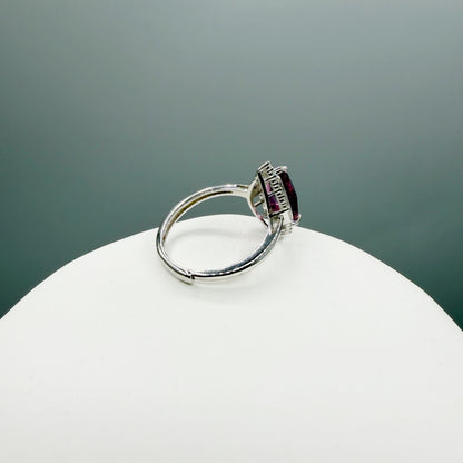 Anello Fluorite Rosa - Argento 925 - Goccia