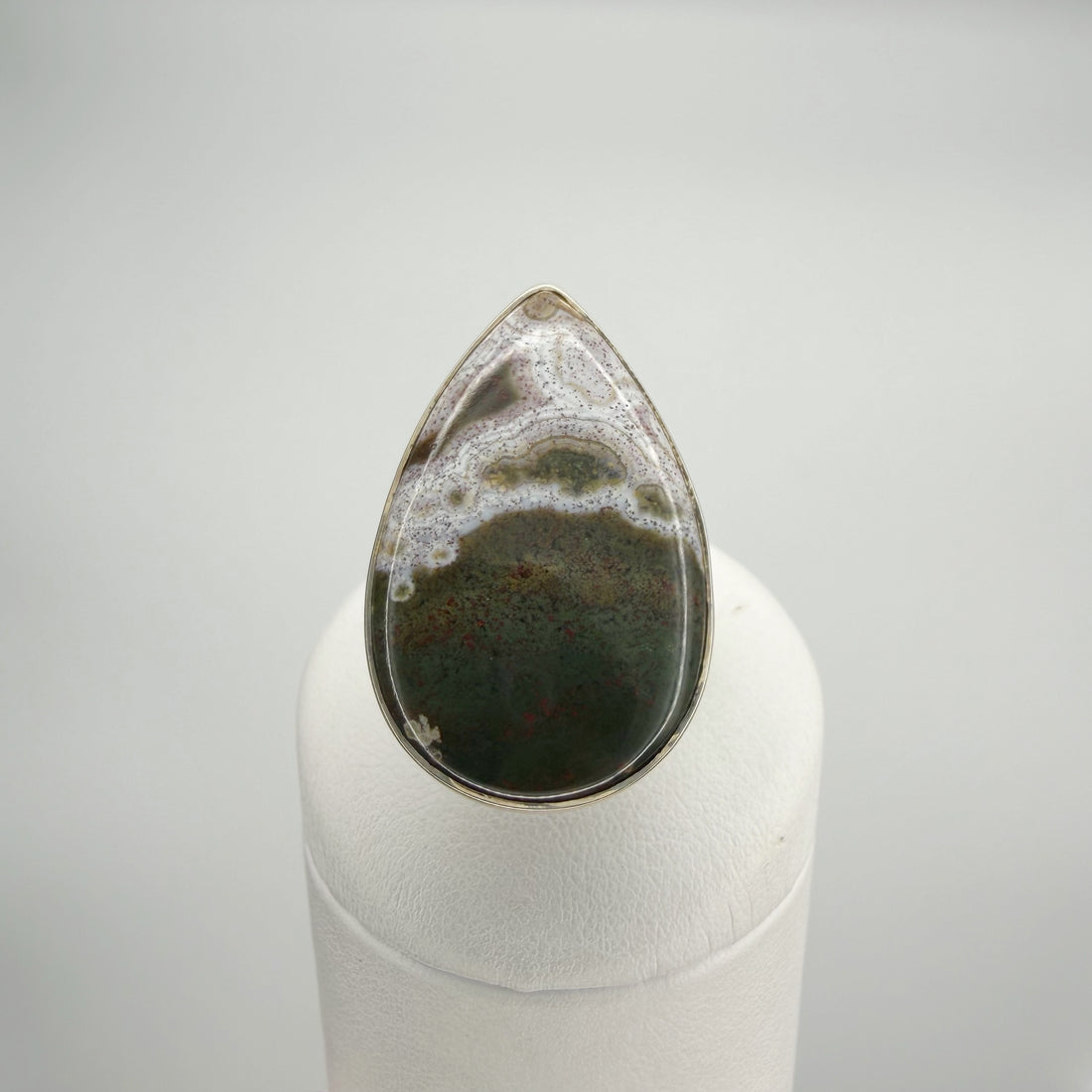Anello Diaspro Oceano Argento 925 - a  Goccia grande