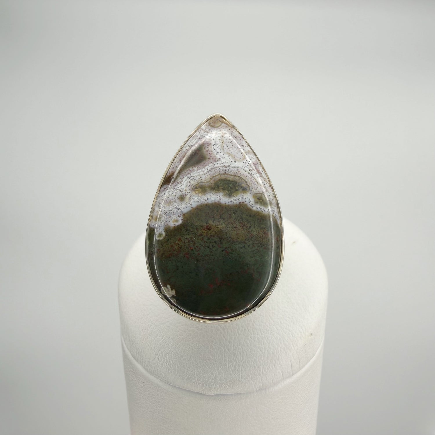 Anello Diaspro Oceano Argento 925 - a  Goccia grande
