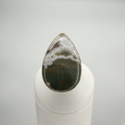 Anello Diaspro Oceano Argento 925 - a  Goccia grande