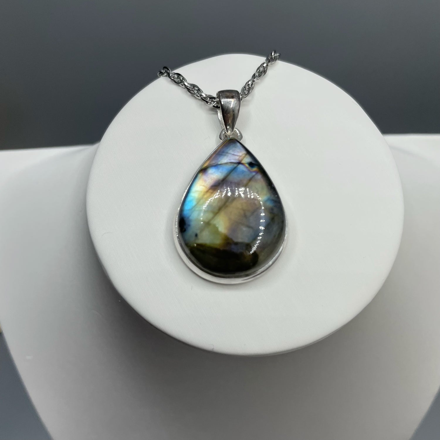 Ciondolo Labradorite a Goccia - Argento 925