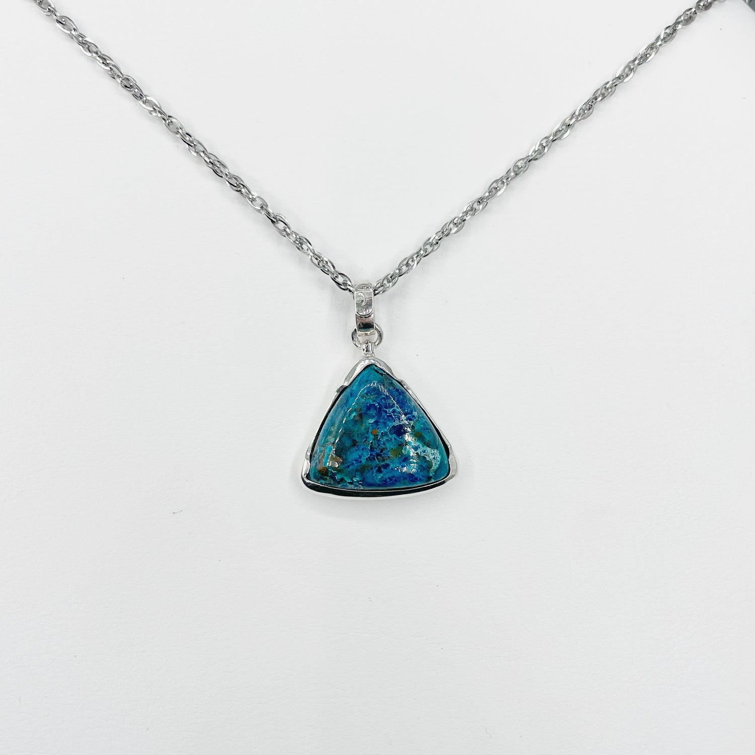 Ciondolo Crisocolla Triangolo - Argento 925