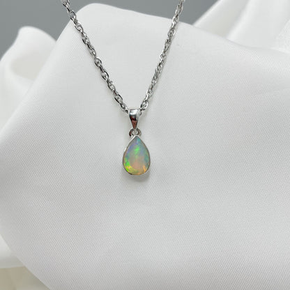 Ciondolo Opale Etiope Sfaccettato Goccia - Argento 925