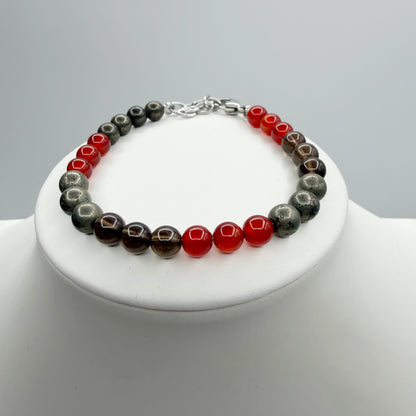 Bracciale Nuove Opportunità - Pirite, Corniola, Quarzo Fumè