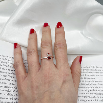 Anello Intreccio Granato e Argento 925