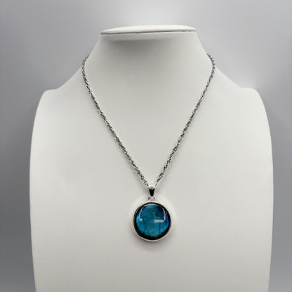 Ciondolo Labradorite Blu Argento 925 - Tondo
