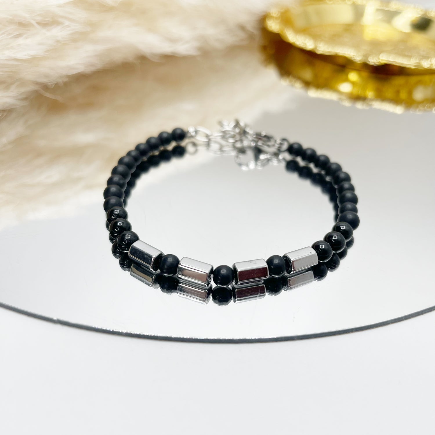 Bracciale Protection Unisex Silver - Tormalina, Onice, Shungite e Ematite