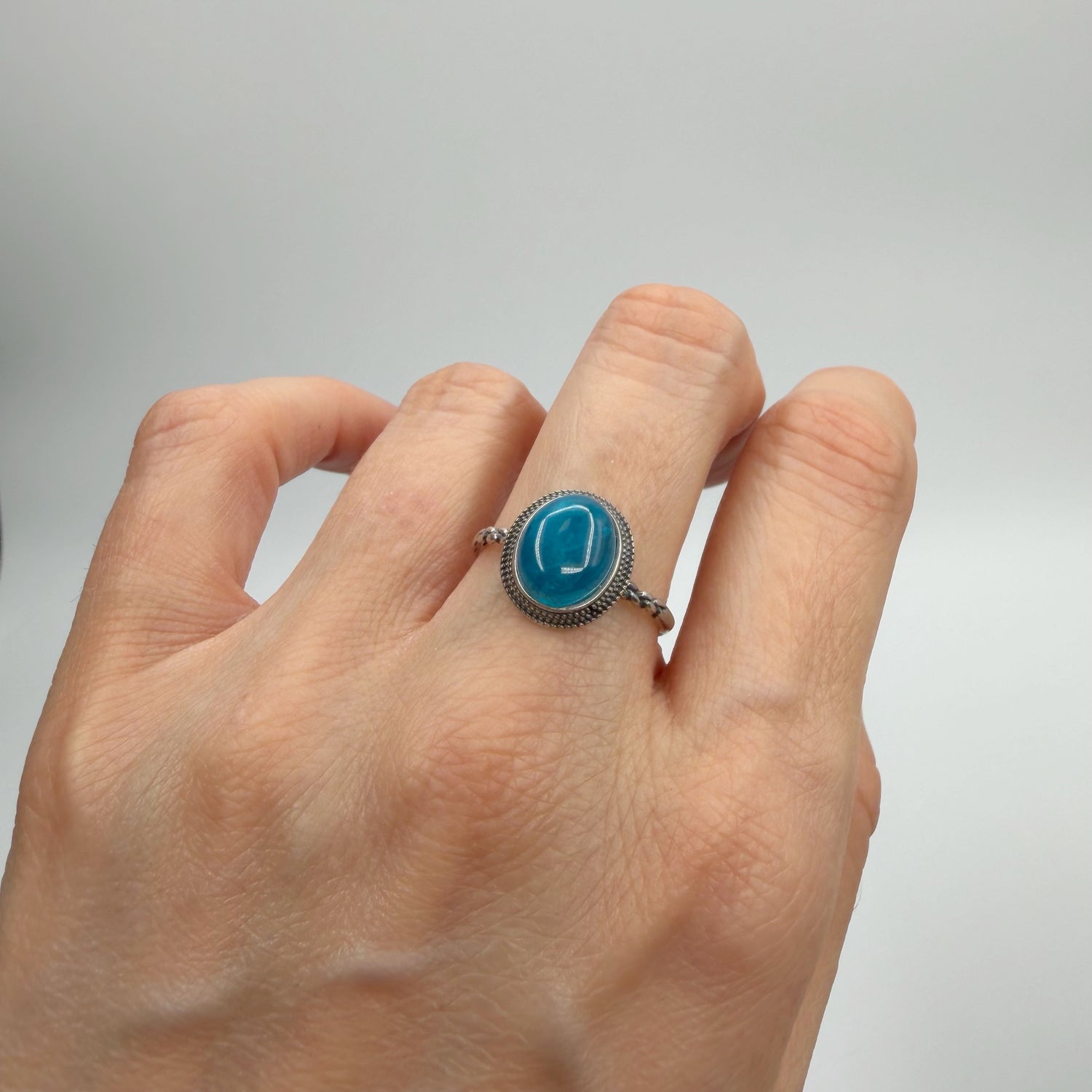 Anello Apatite Ovale - Argento 925