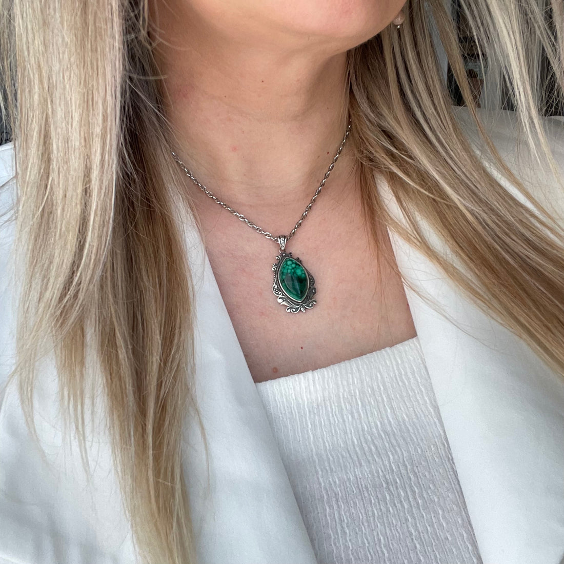 Ciondolo Malachite Vintage - Argento 925