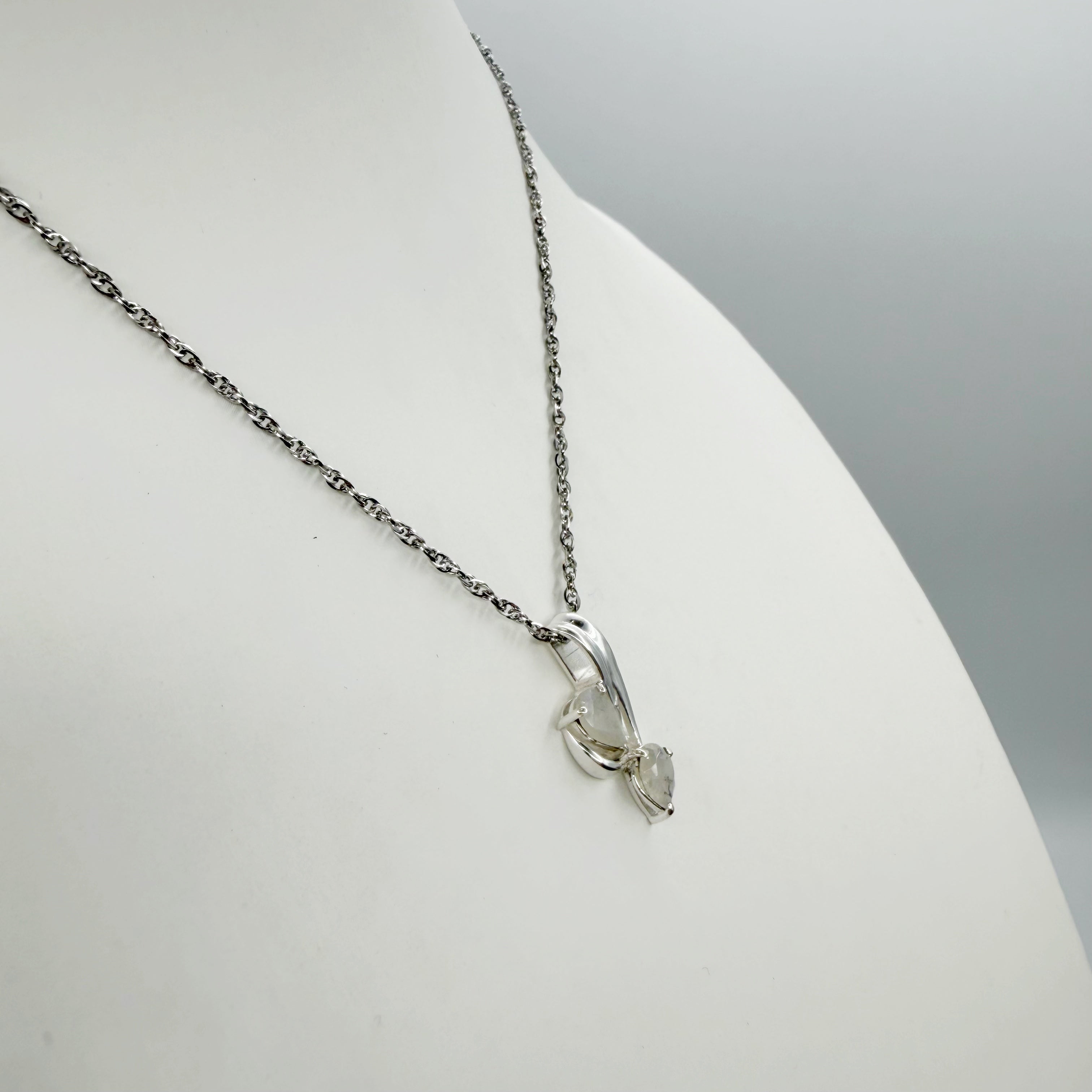 Ciondolo Double Labradorite Bianca - Argento 925
