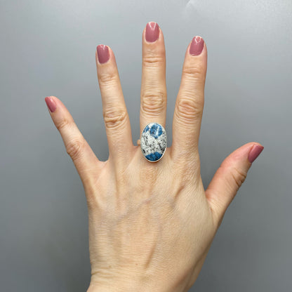 Anello Azzurrite in Granito (K2) e Argento 925