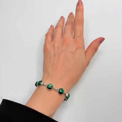 Bracciale Malachite e Argento 925 - Tondo