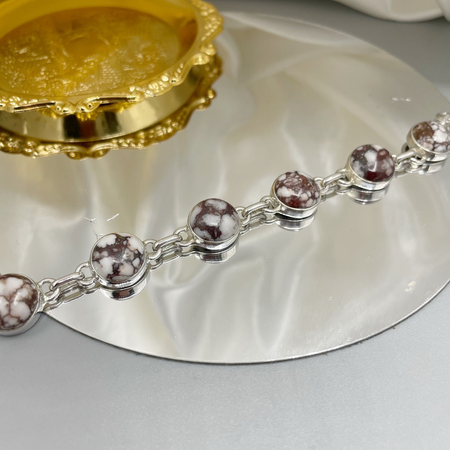 Bracciale Diaspro Cavallo Selvaggio - Argento 925 - tondo