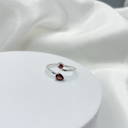Anello Intreccio Granato e Argento 925