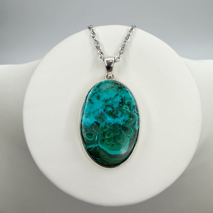 Ciondolo Malachite e Crisocolla Argento 925 - Ovale