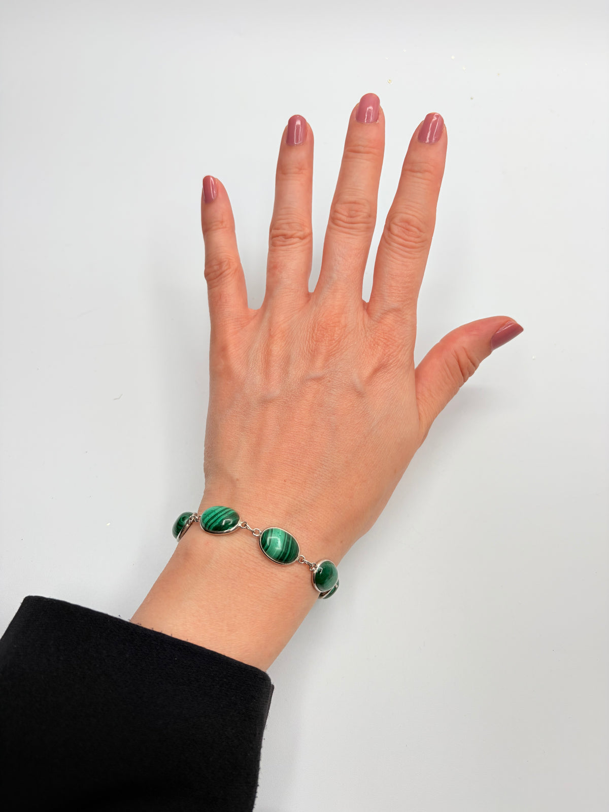 Bracciale Malachite e Argento 925 - Ovale