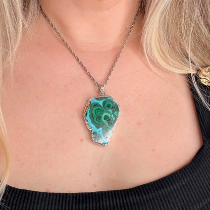Ciondolo Malachite e Crisocolla Argento 925