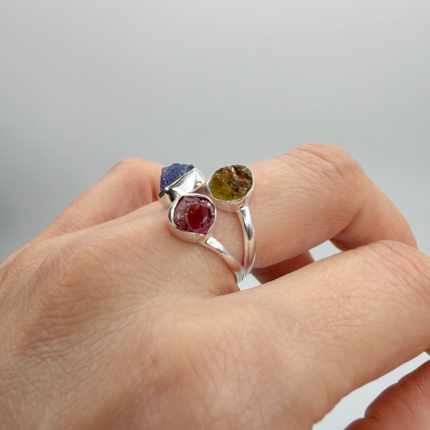Anello Tanzanite e Tormalina Policroma - Argento 925