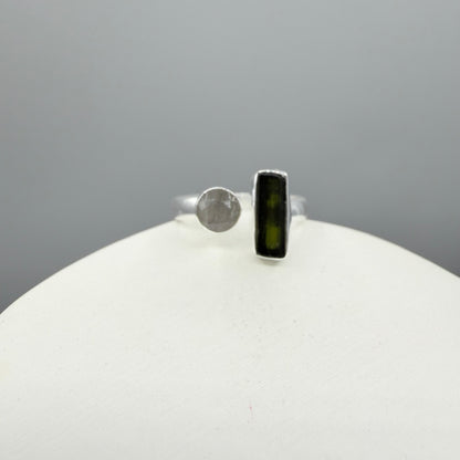 Anello Tormalina e Labradorite Grigia - Argento 925