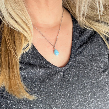 Ciondolo Larimar Argento 925 - Goccia piccola