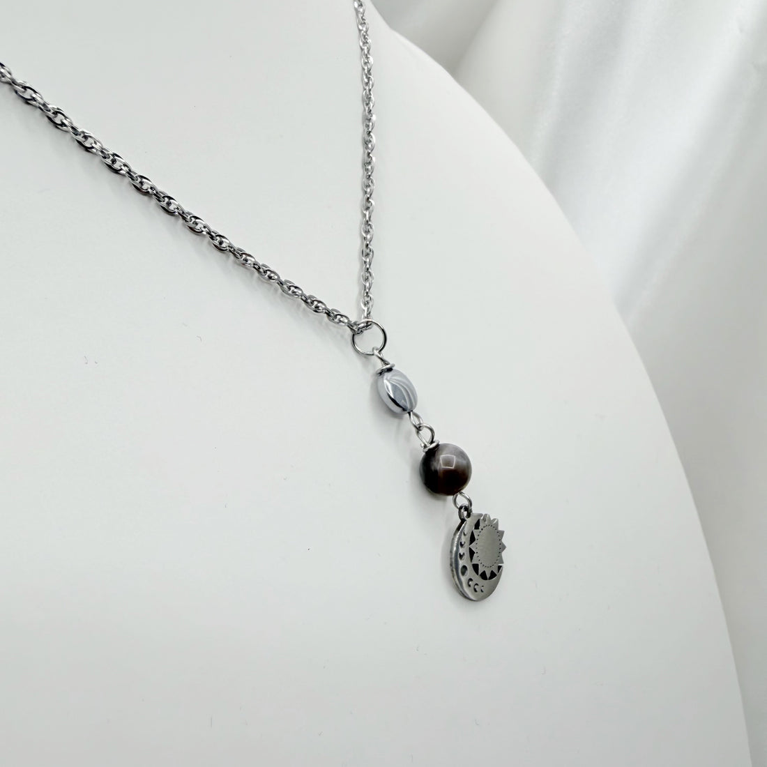 Collana Joy - Pietra di Luna nera ed Ematite