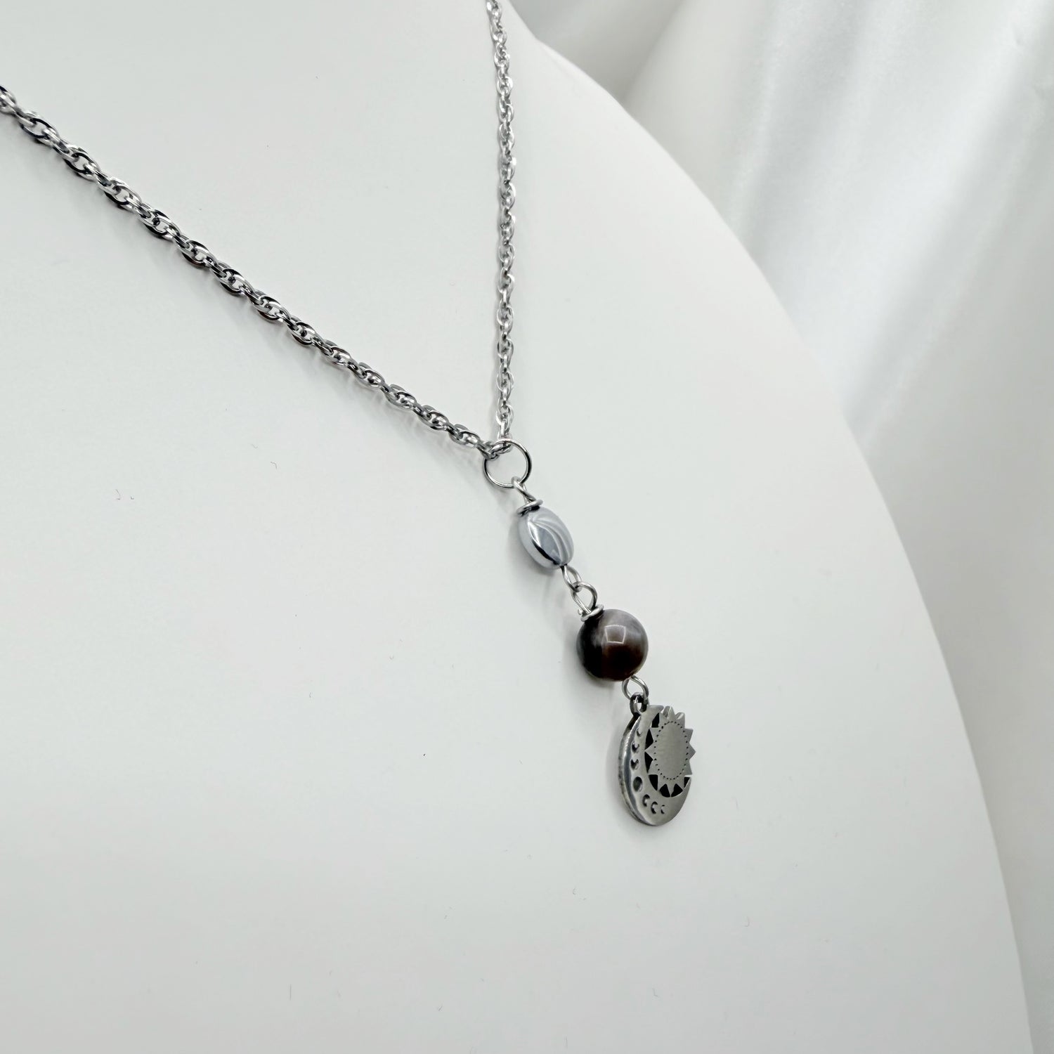 Collana Joy - Pietra di Luna nera ed Ematite
