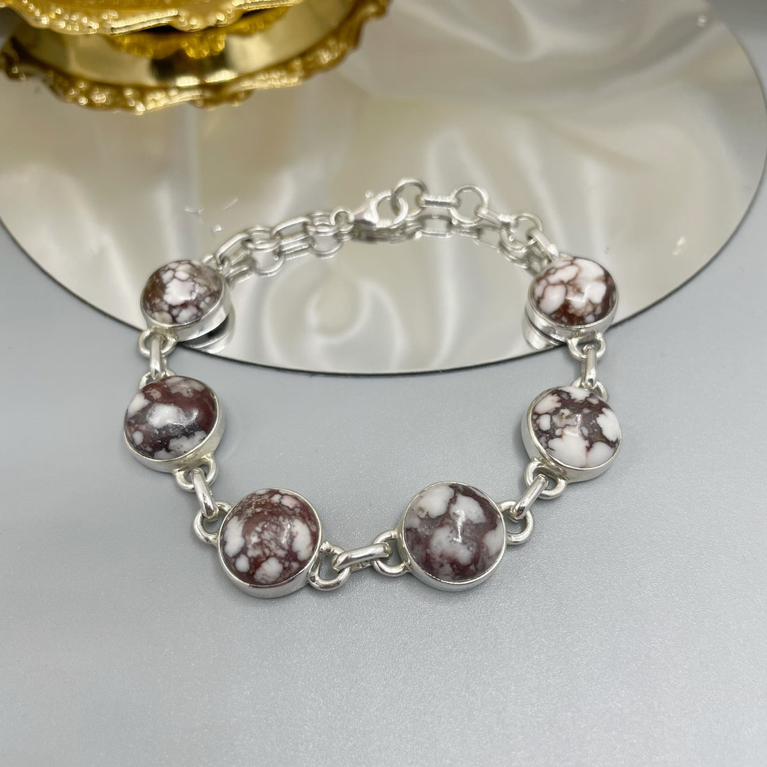 Bracciale Diaspro Cavallo Selvaggio - Argento 925 - tondo