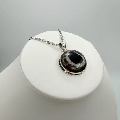 Ciondolo Septaria Nera Argento 925 - tondo