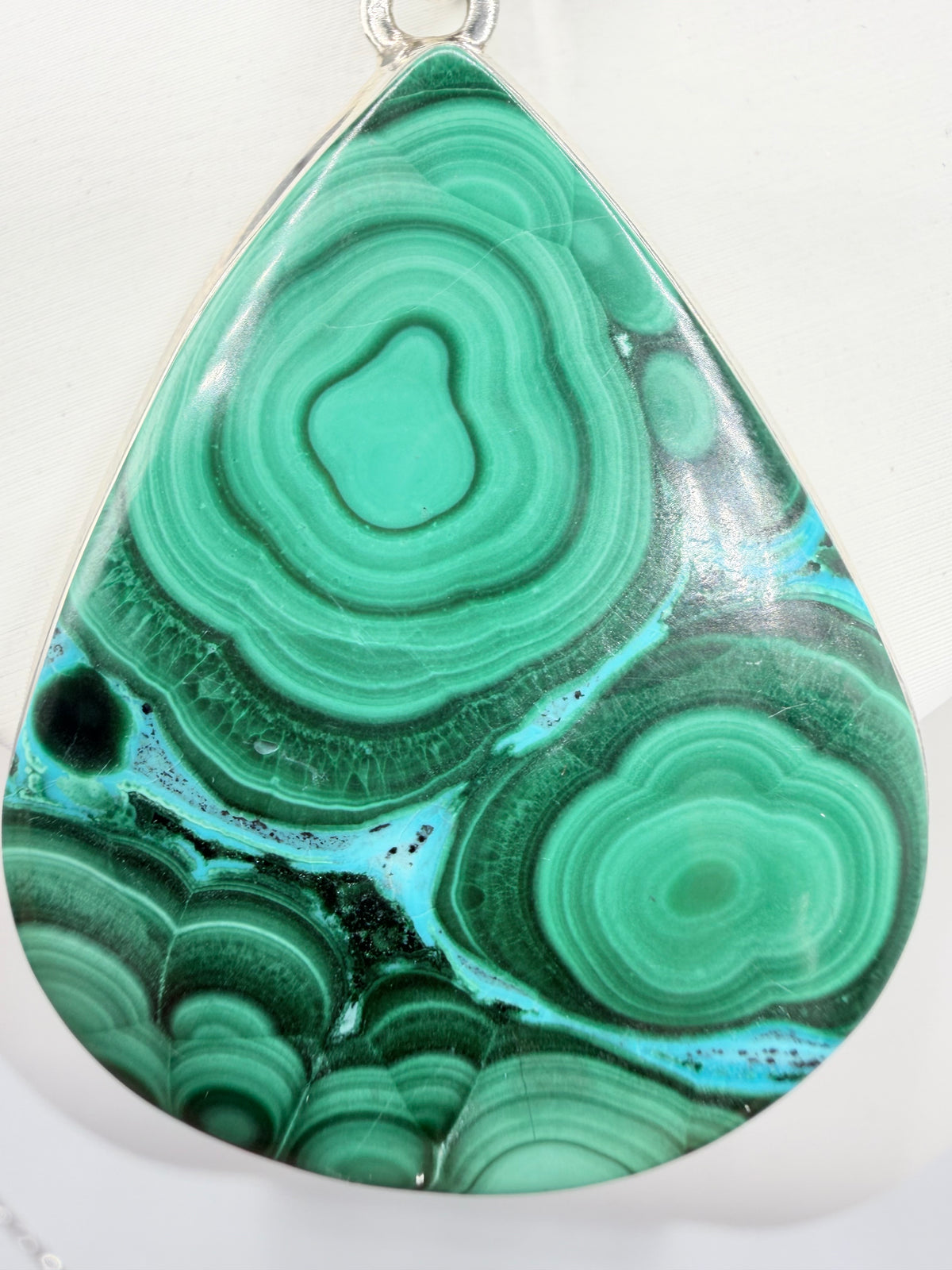 Ciondolo Malachite e Crisocolla Argento 925 - Goccia grande