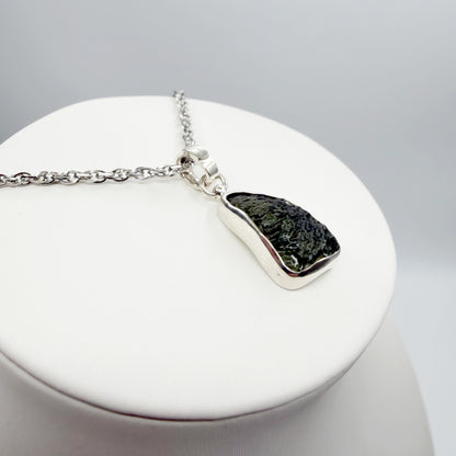 Ciondolo Moldavite Grezza - Argento 925