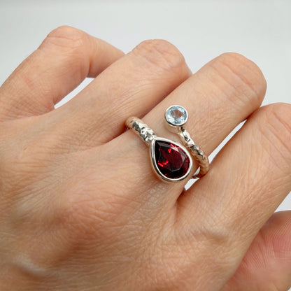 Anello Topazio e Granato - Argento 925