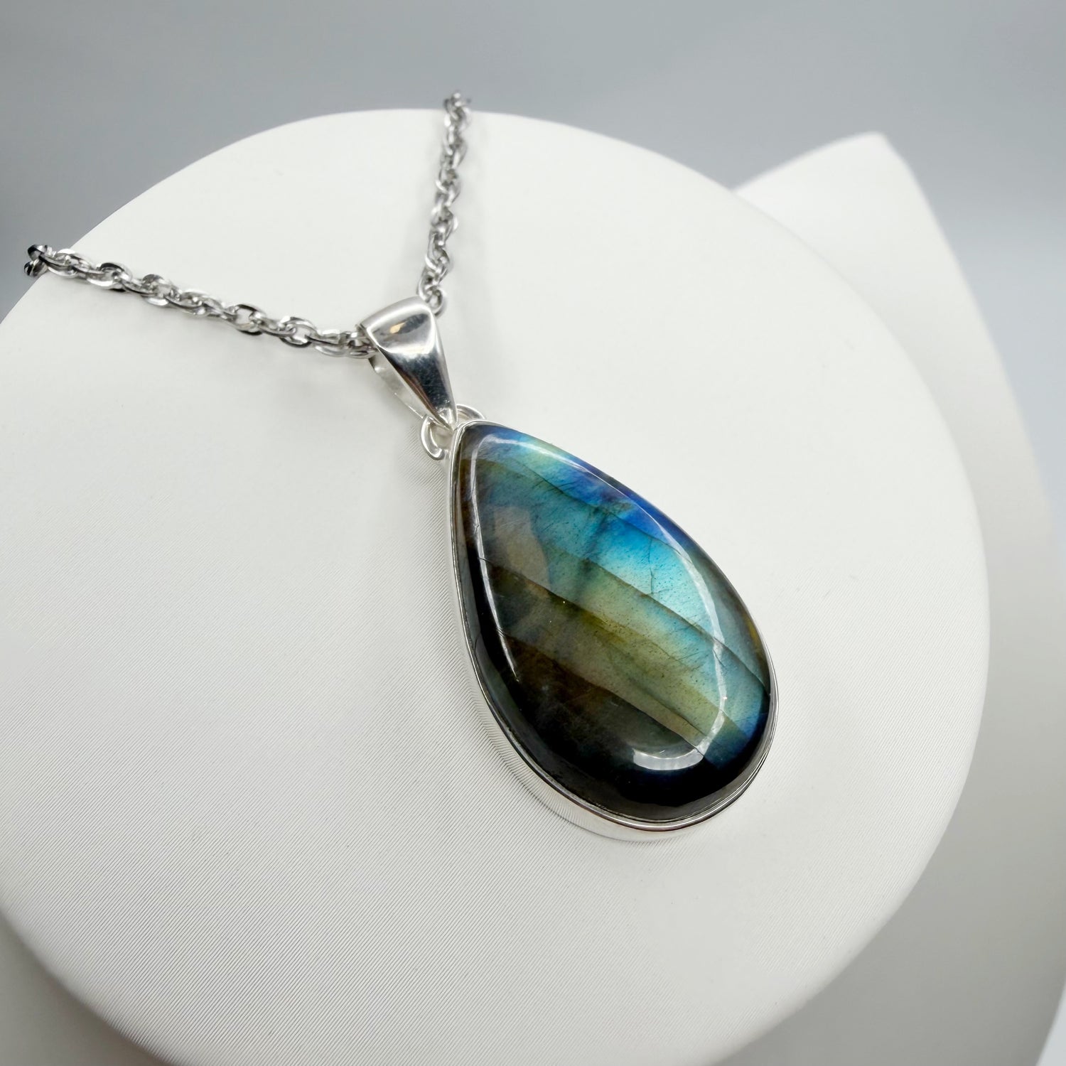 Ciondolo Labradorite Multifuoco - Argento 925 a Goccia