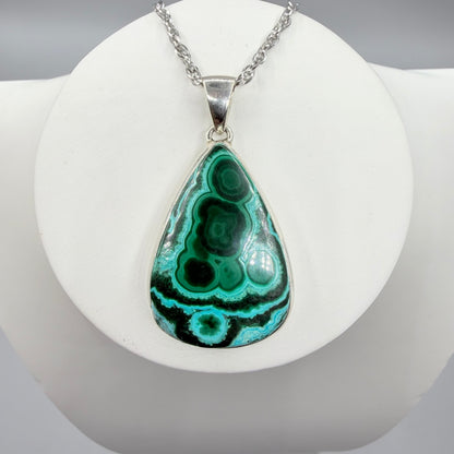 Ciondolo Malachite e Crisocolla Argento 925 - Goccia media